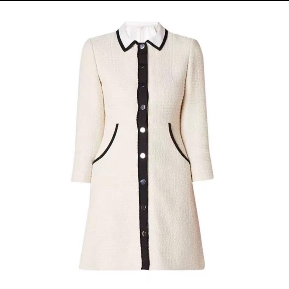 Renalo Cotton Tweed Mini Dress In Cream